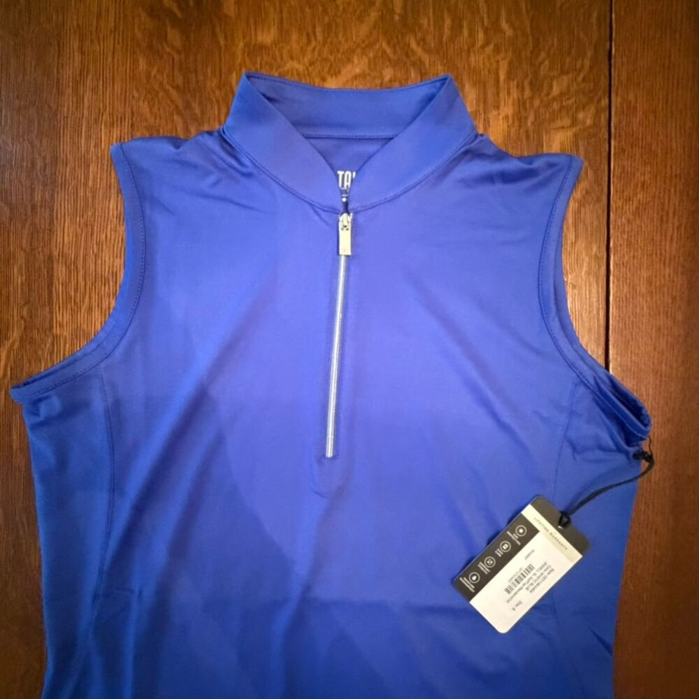 NWT Tail Golf Cobalt Blue Sleeveless Quarter Zip Performance Top Size Small
